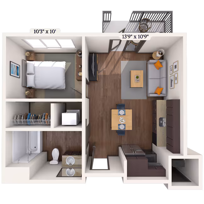 1 Bed • 1 Bath 645 floor plan